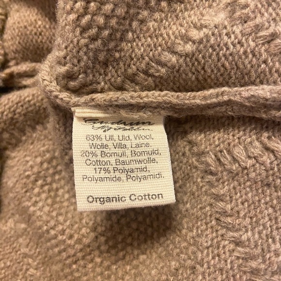 Gudrun Sjoden Wool Blend Cardigan Sweater Cream Tan Scalloped Floral Sz Small - Picture 6 of 7